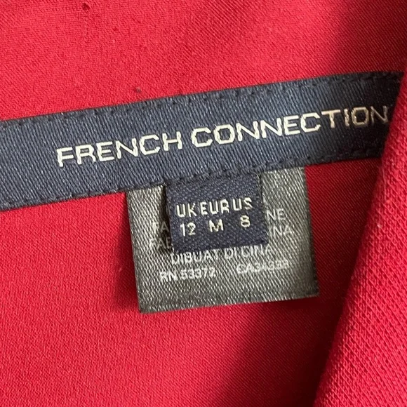 French Connection Burgundy V Neck Mini Short Frill Sleeve Dress Size 8 - Picture 3 of 3